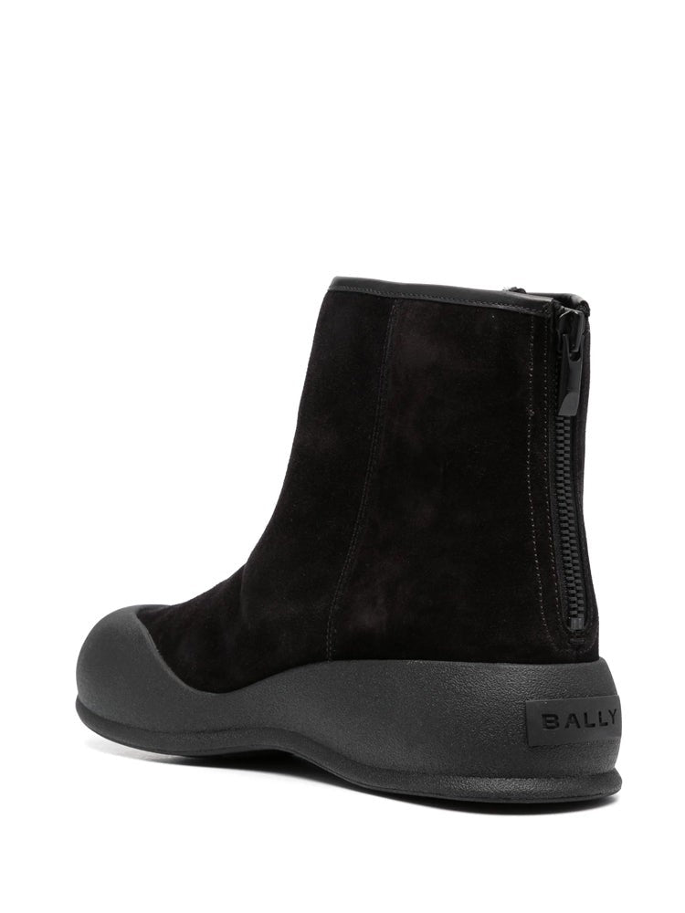 Bally Black Minimalist Suede Ankle Boots