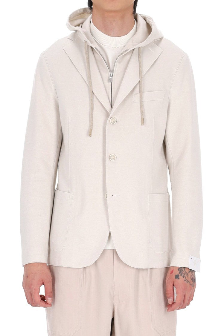 Eleventy Beige Raw-Edge Cotton Jersey Blazer