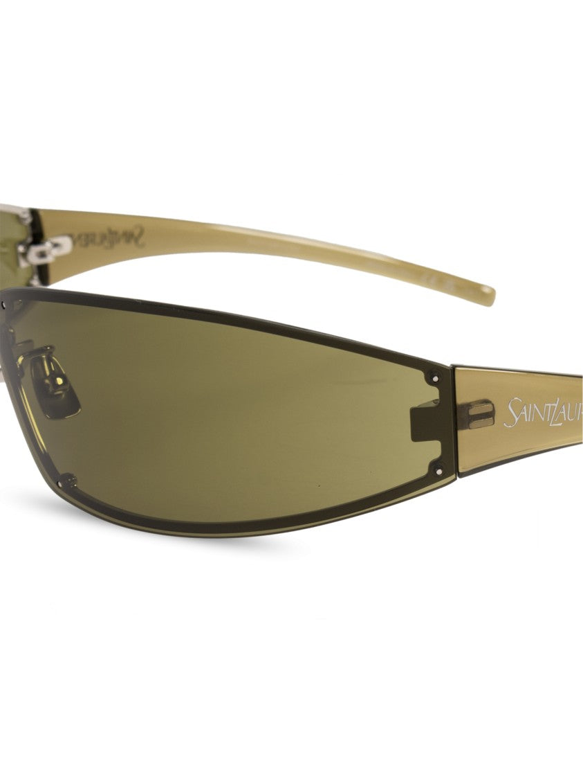 Saint Laurent Sl963 Rectangular Translucent Olive Sunglasses