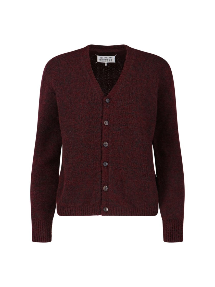 Maison Margiela V-Neck Wool Blend Cardigan – Red