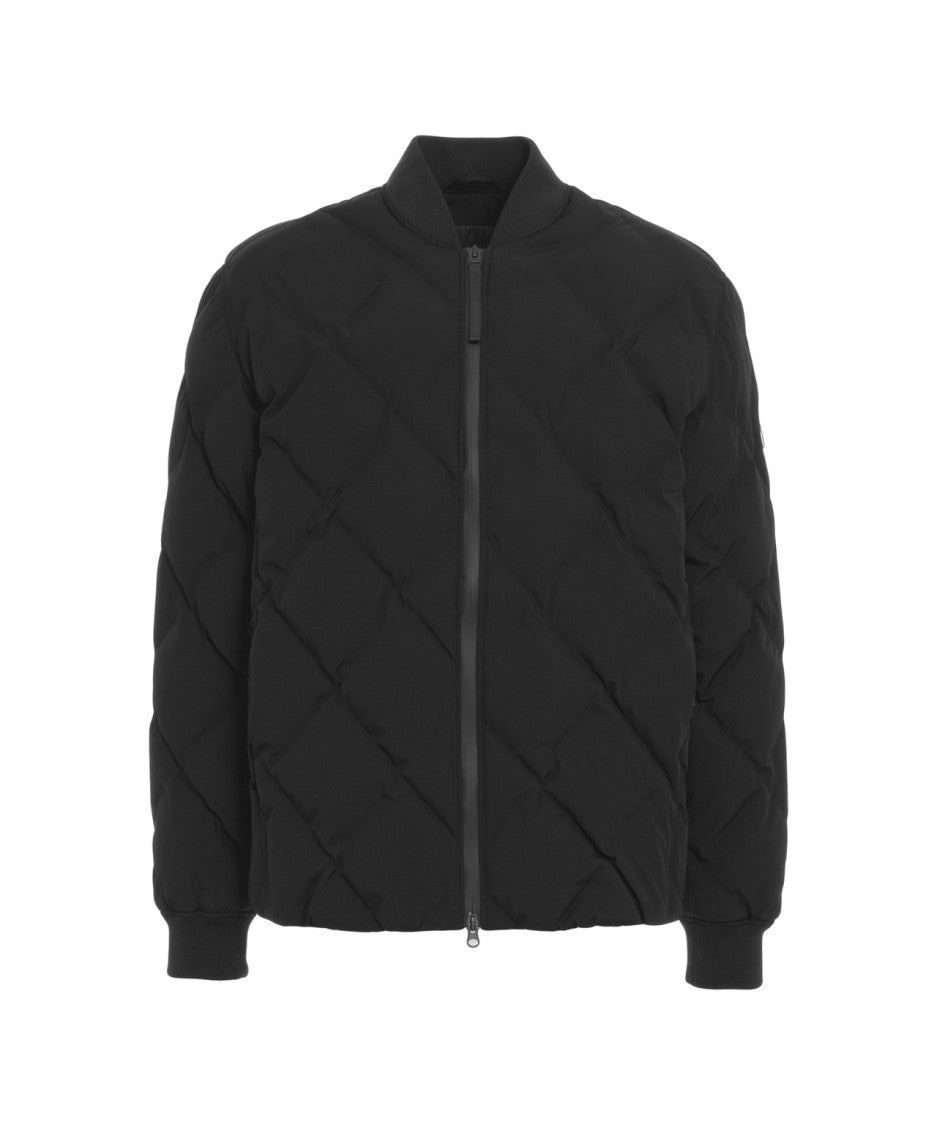 Alpha Tauri Quilted Black Bomber Jacket With Ribbed Accents