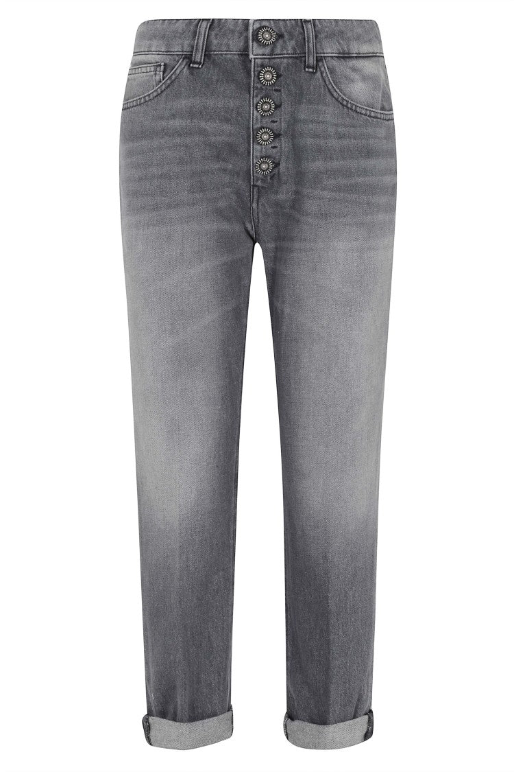 Dondup Gray Koons Jewel Ankle-Length Cotton Jeans