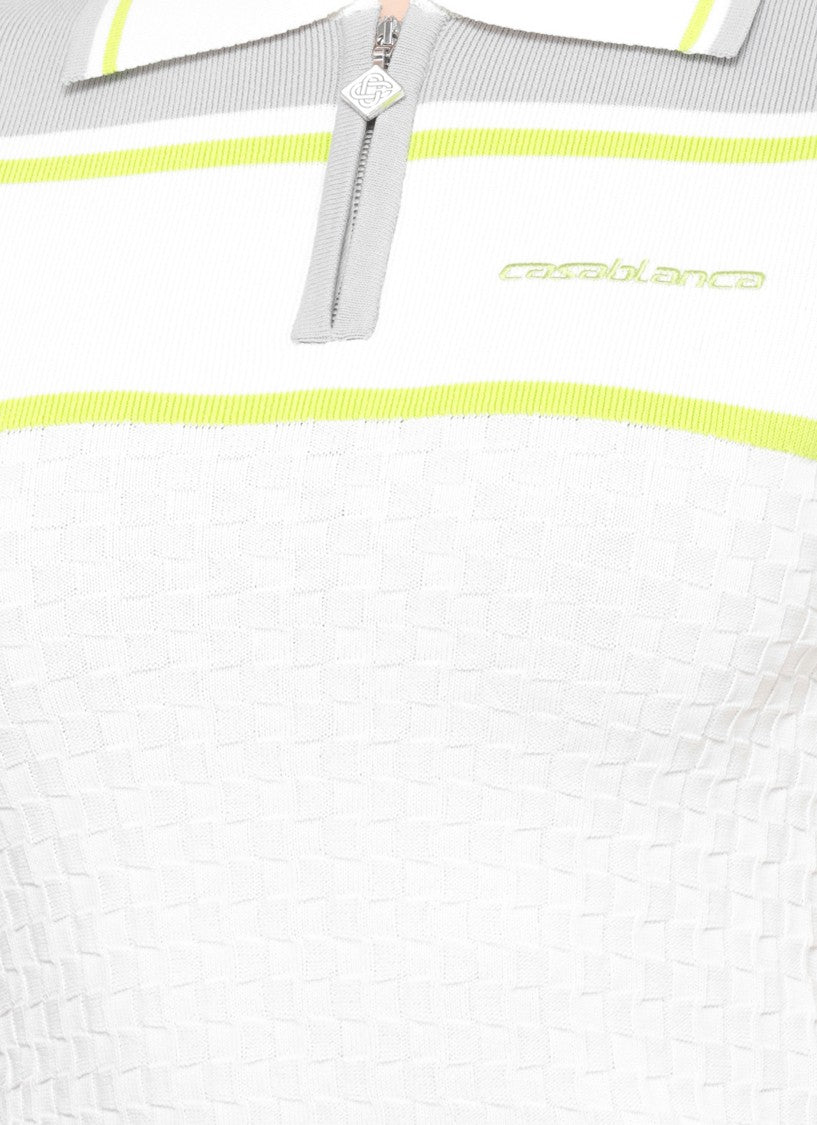 Casablanca White Tennis Zip Polo Shirt