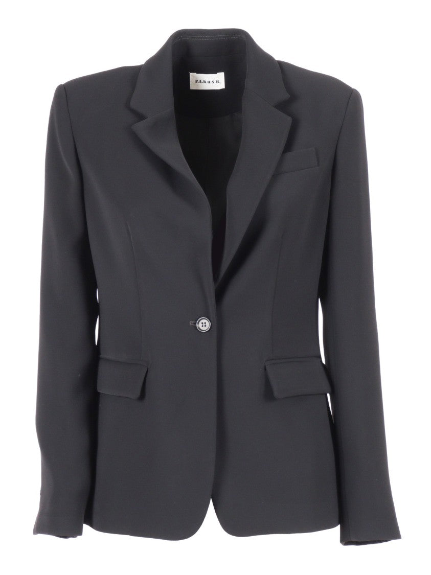 P.A.R.O.S.H. Tailored Black Blazer With Single-Button Closure