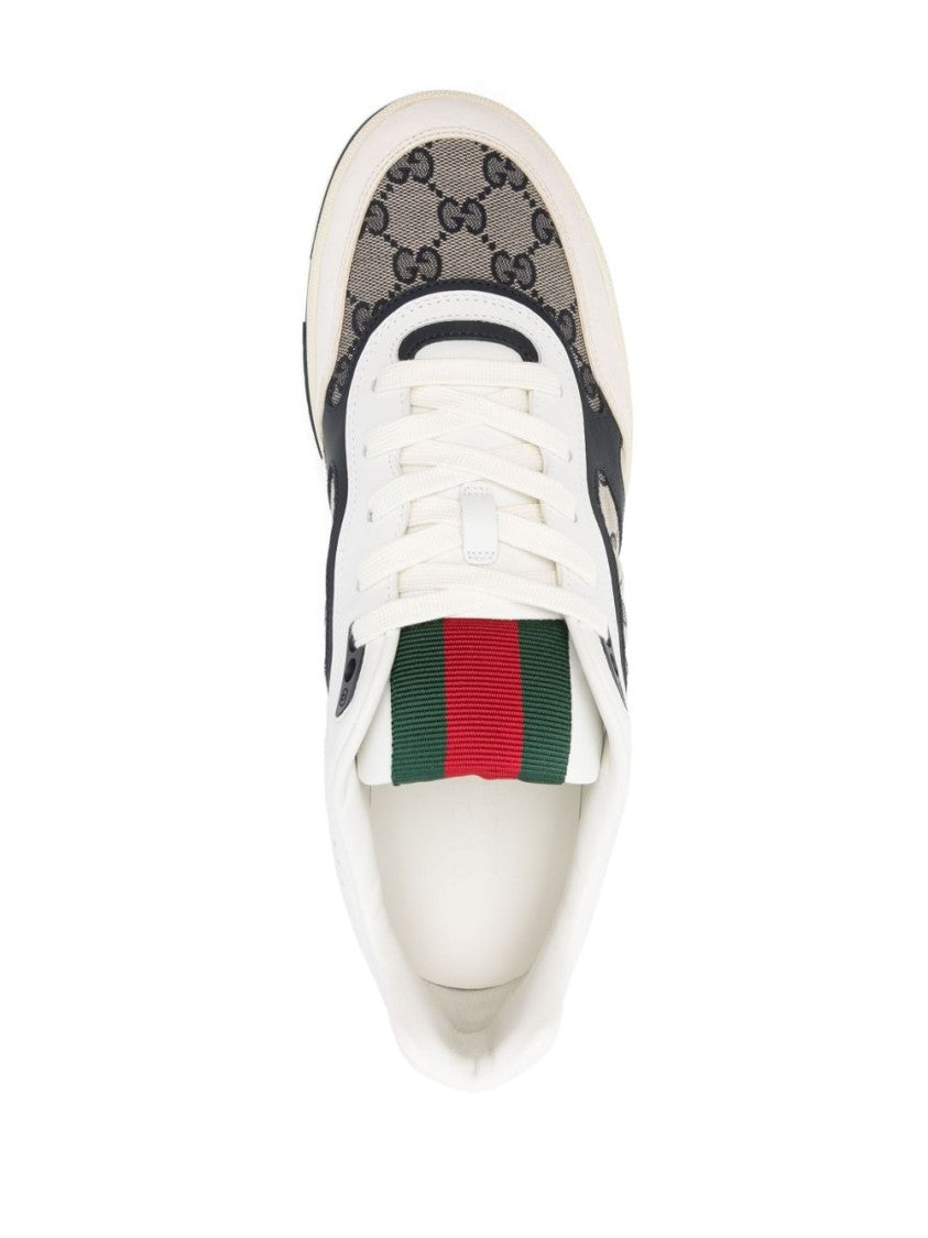 Gucci Lace-Up Flat Sneakers With Signature Monogram
