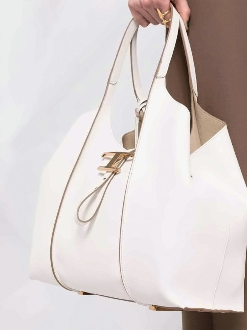 Tod's Smooth Leather Tote With T-Shaped Buckle Closure