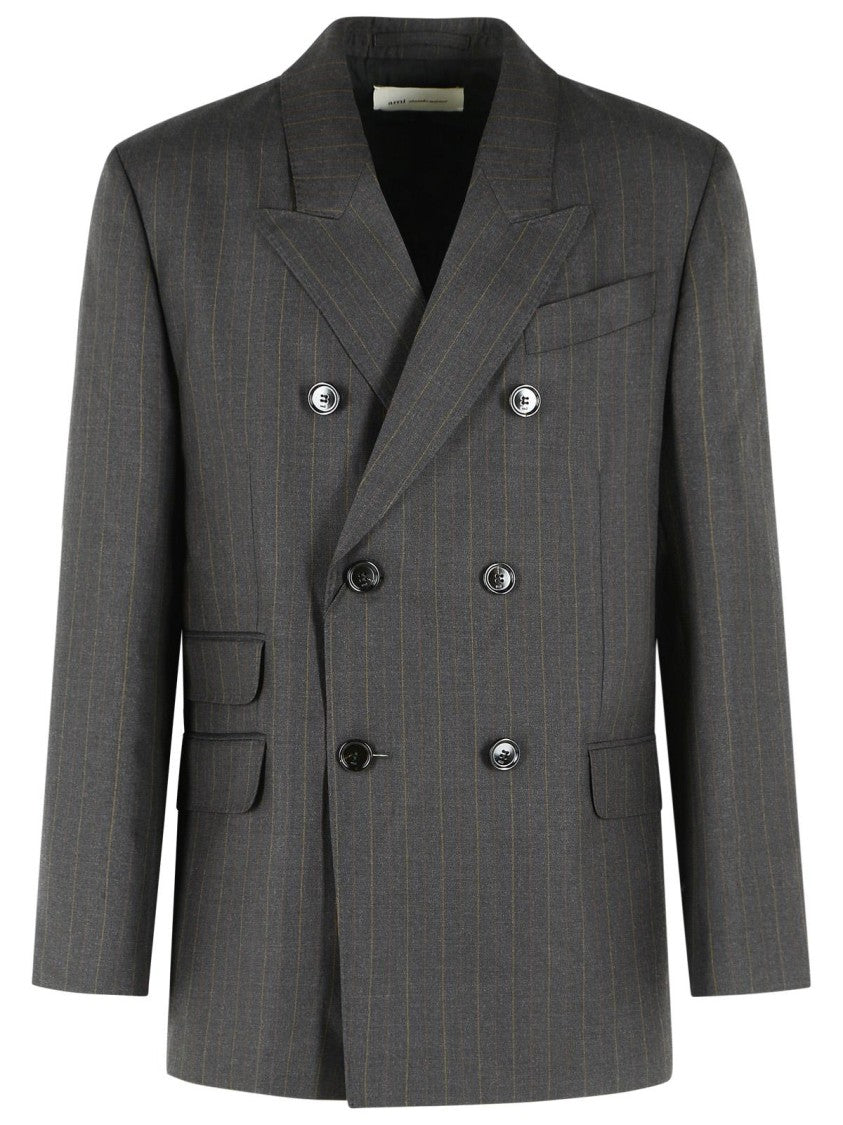 Ami Paris 'Boxy' Dark Grey Virgin Wool Blazer