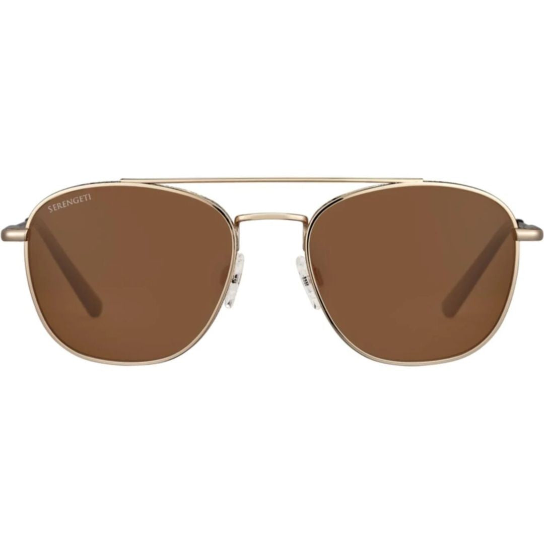 Serengeti Carroll Double Bridge Metal Frame Sunglasses With Brown Lenses