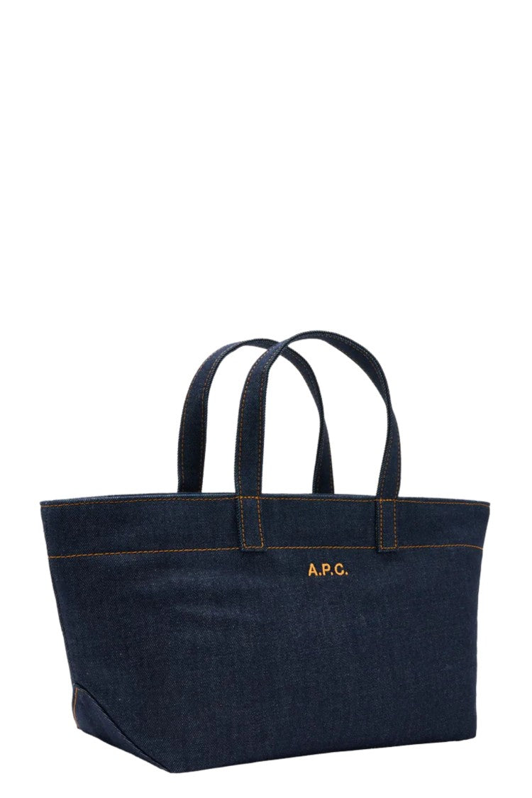 A.P.C. Indigo Le Drummer Toile Embroidered Denim Tote Bag