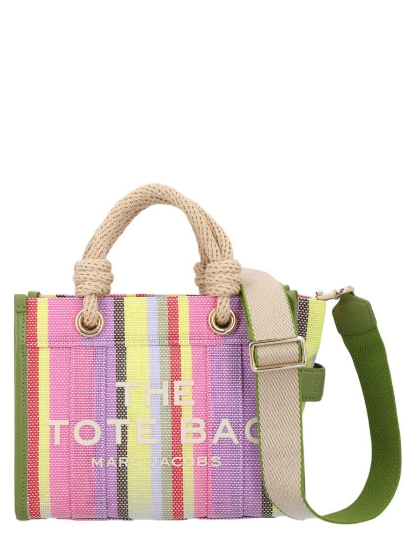 Marc Jacobs Vibrant Striped Tote Bag With Sturdy Rope Handles