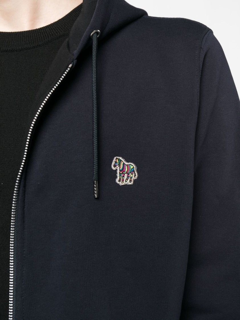 Paul Smith Men's Zip-Up Hoodie Sweater With Embroidered Logo