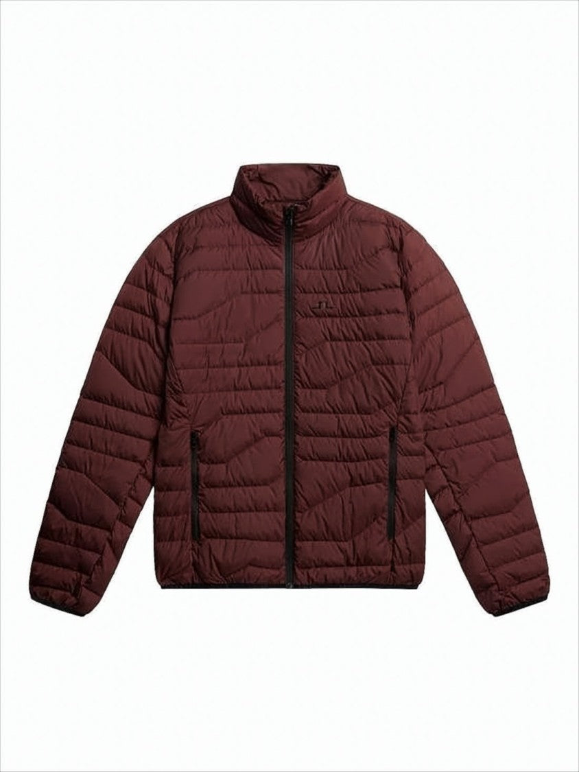 J Lindeberg Quilted Burgundy Casual Jacket With Stand Collar