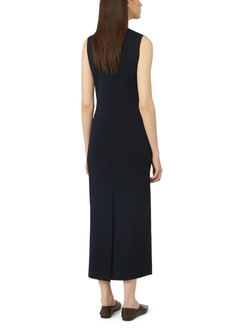 Max Mara Sleeveless Black Knit Midi Dress With Straight Silhouette