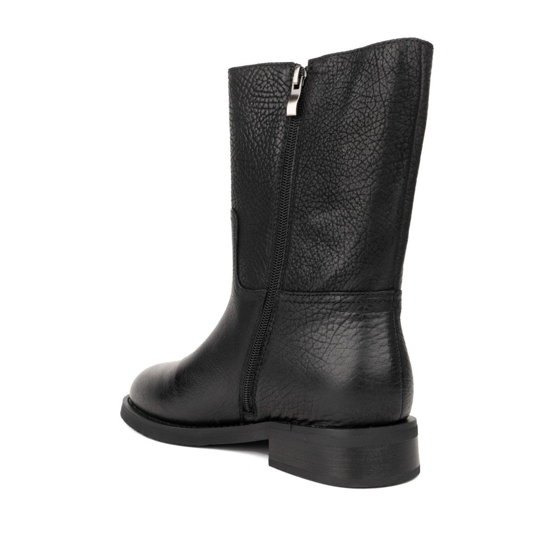 Sergio Moretti Black Smooth Leather Textured Shaft Metallic Detail Boots