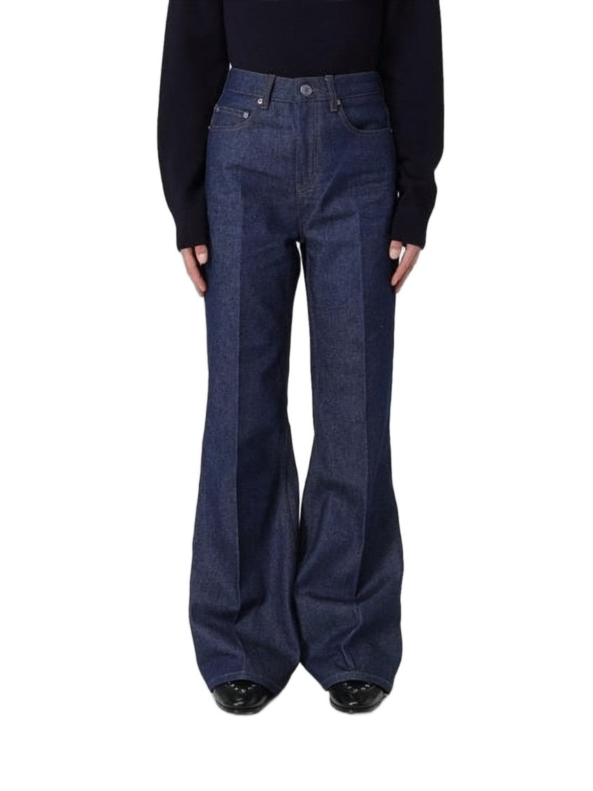 Ami Paris High-Waisted Wide-Leg Denim Pants