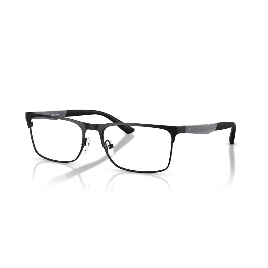 Emporio Armani 0Ea1183 Rectangular Matte Black Metal Eyeglasses With Two-Tone Temples