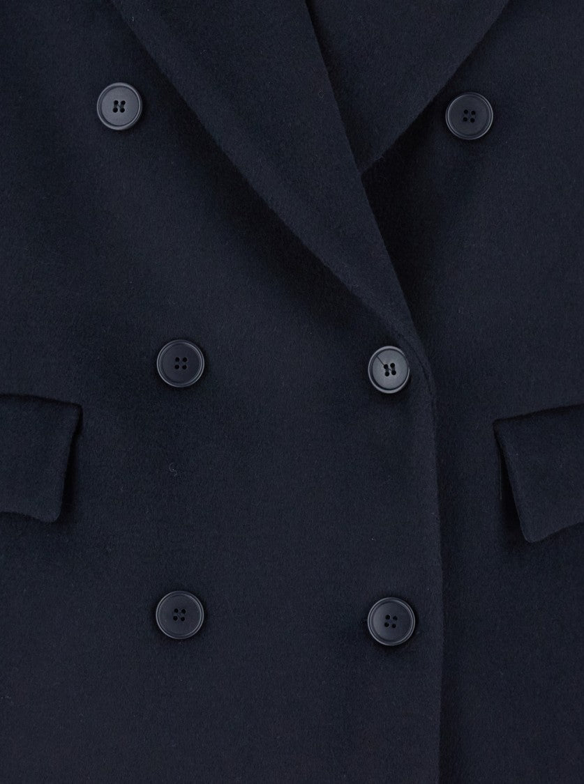 Plain Short Peacoat With Double-Breasted Design