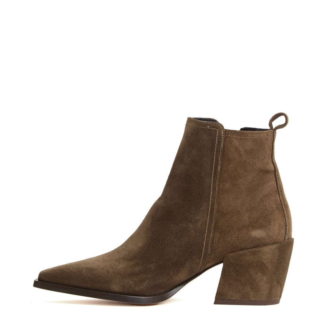 Agl Green Suede Ankle Boots With Zip Closure