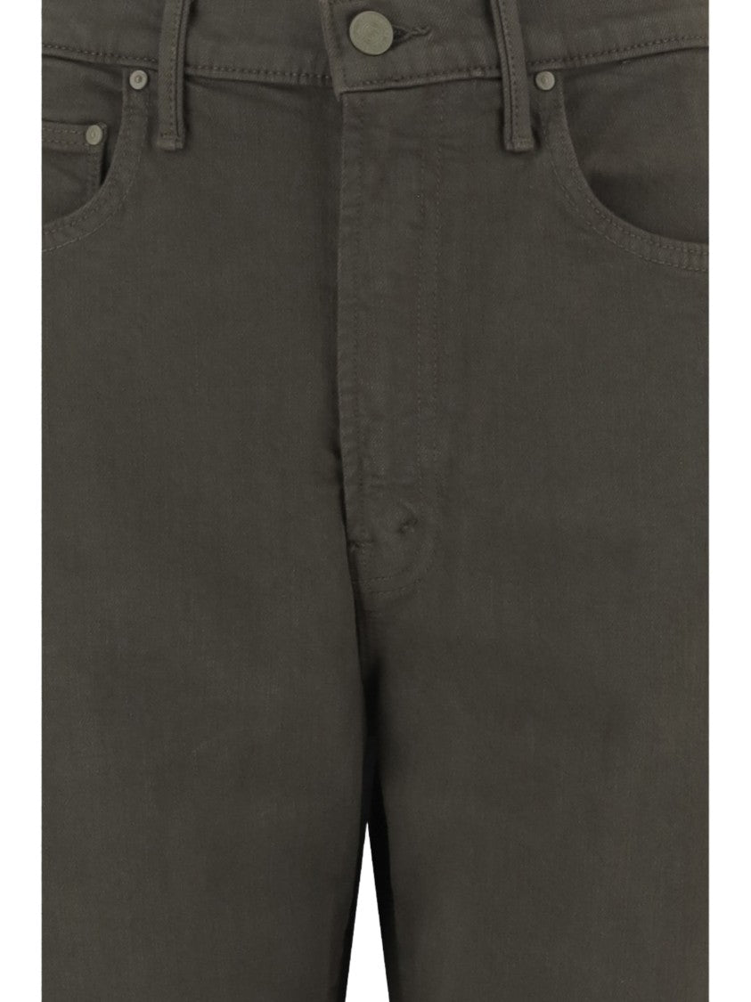 Mother Relaxed Wide-Leg Stretch Cotton Pants With Classic Five-Pocket Design