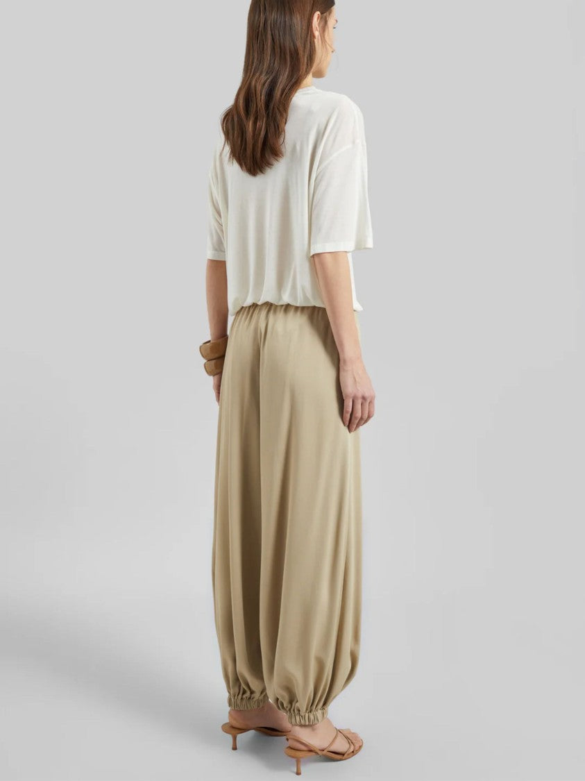 The Frankie Shop Beige Gathered Cuffs Wide-Leg Pants