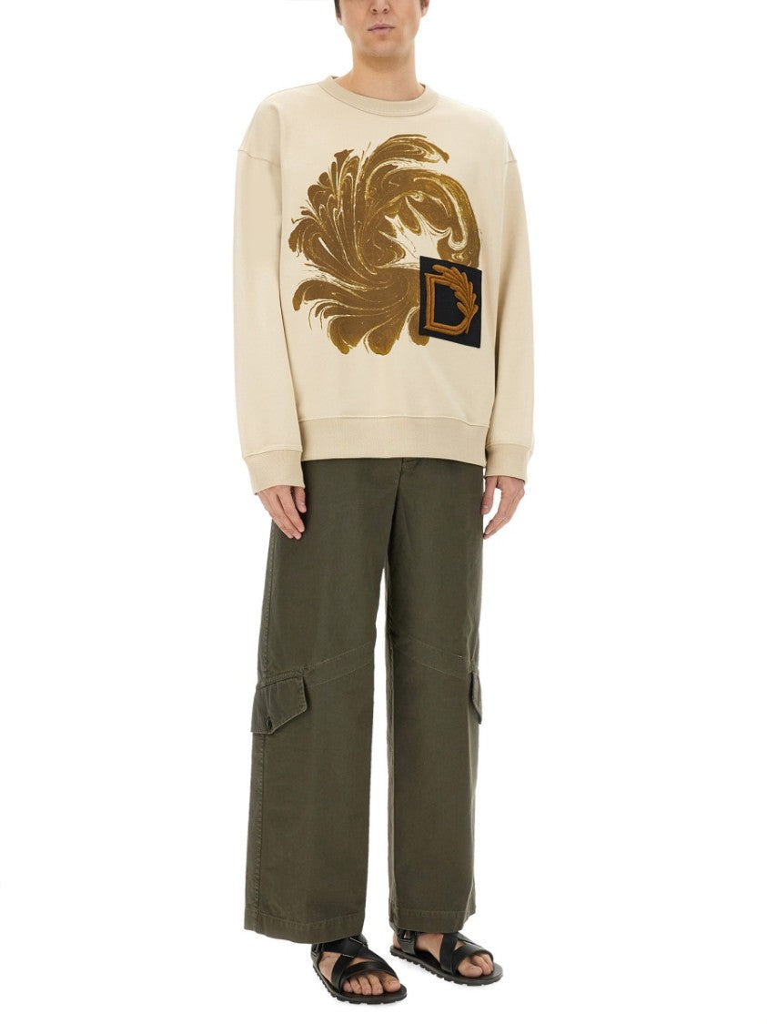 Dries Van Noten Printed Cotton Sweatshirt With Classic Crew Neckline