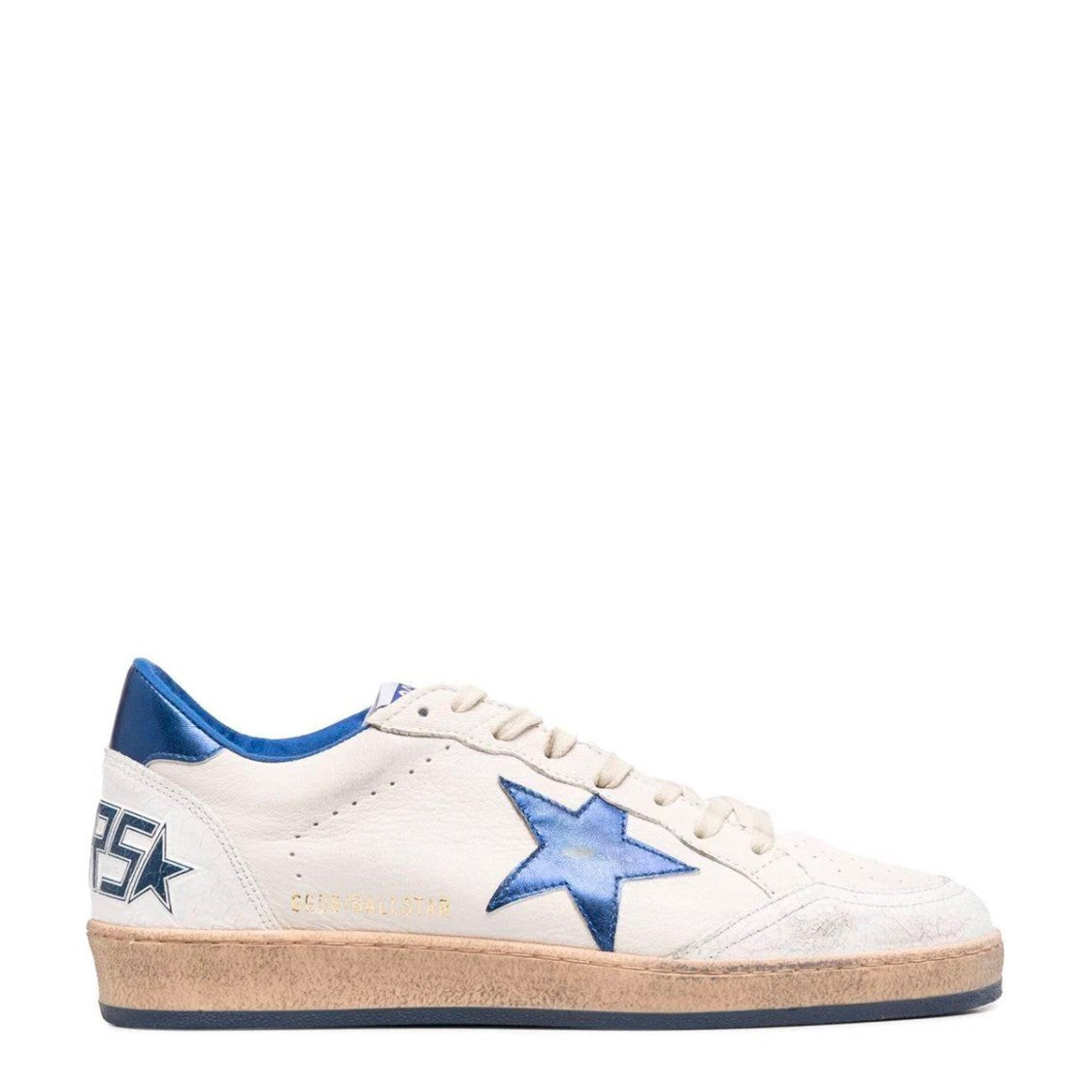 Golden Goose White And Blue Leather Ballstar Sneakers