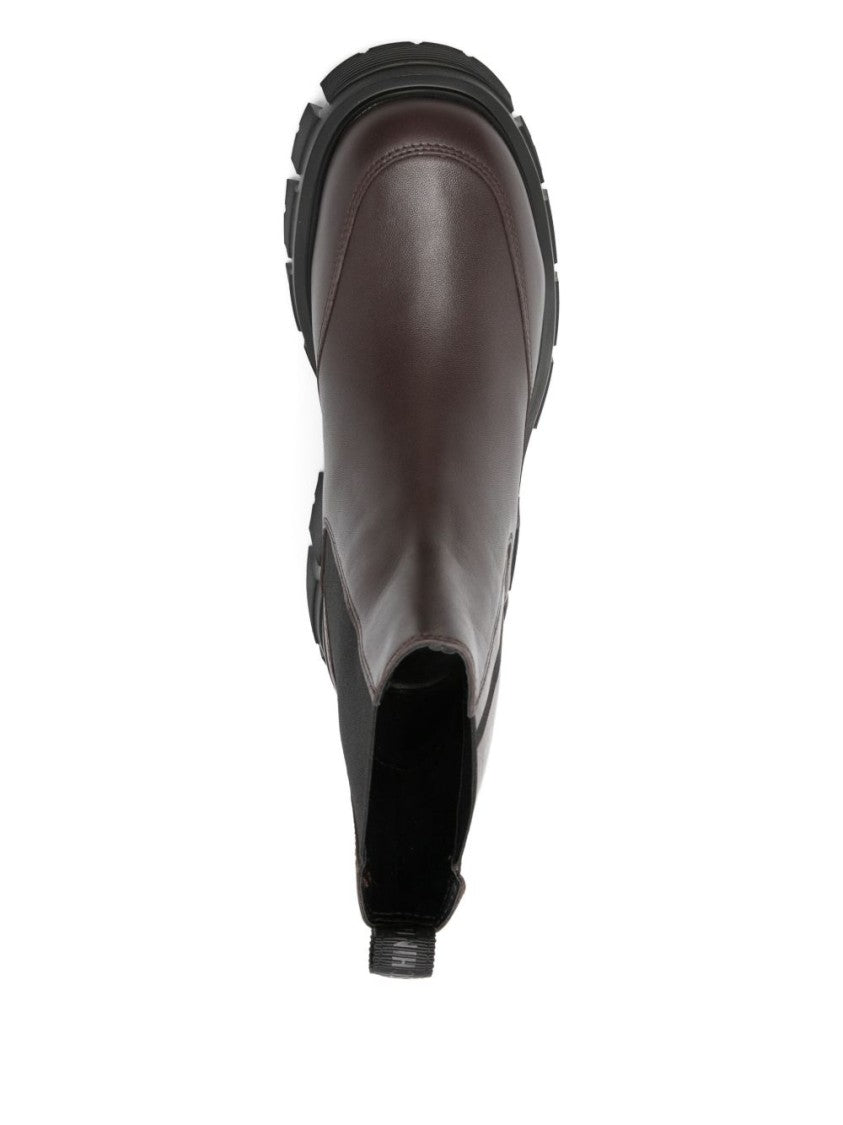 Love Moschino Brown Leather Ankle Boots