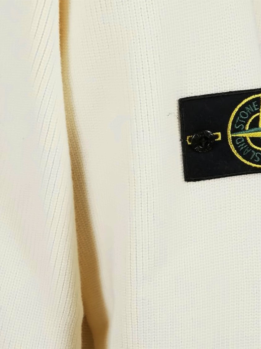 Stone Island Ribbed Knit Cardigan With V-Neckline And Button-Down Front