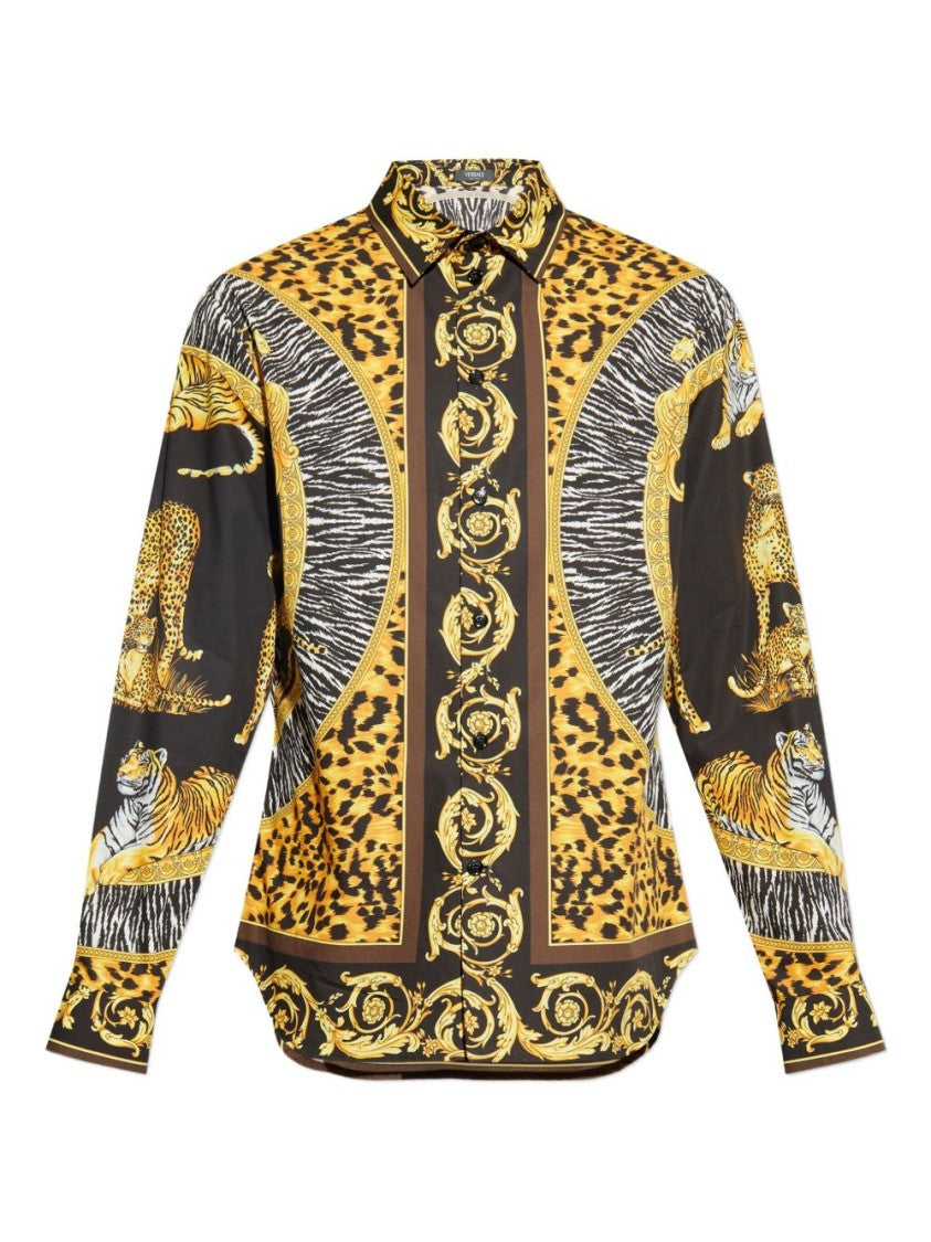 Versace Animal Print Shirt With Gold Accents