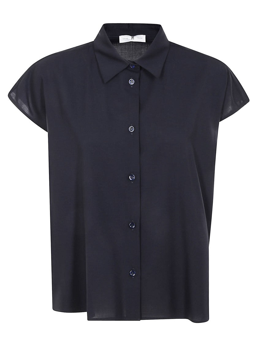 Pt Torino Short Sleeve Shirt With Polished Button Detail