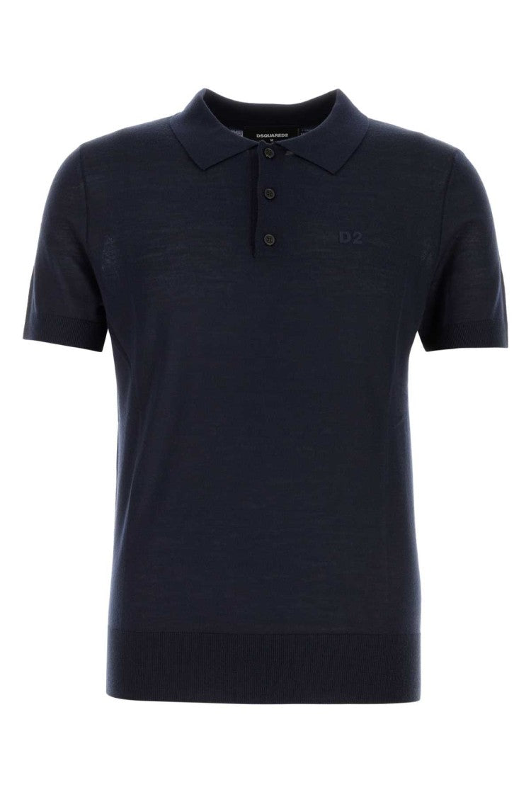 Dsquared2 Dark Blue Wool Polo Shirt
