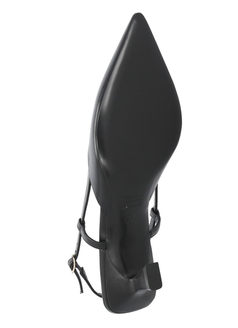 Stuart Weitzman Black Vinnie 50 Polished Leather Slingback