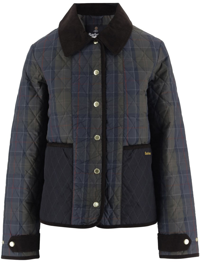 Barbour Quilted Nylon Jacket Featuring Iconic Check Design