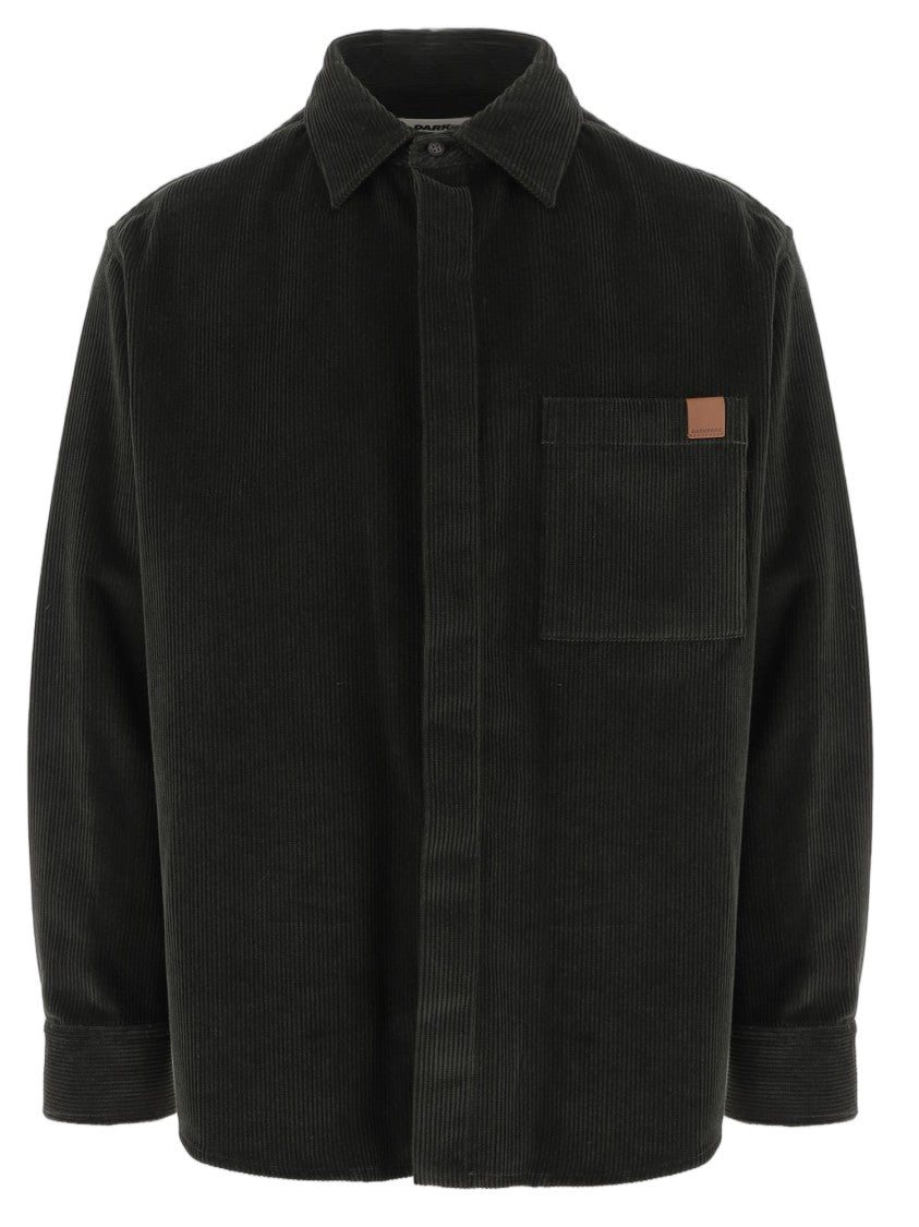Darkpark Ribbed Cotton Velvet Shirt With Classic Collar And Hidden Closure