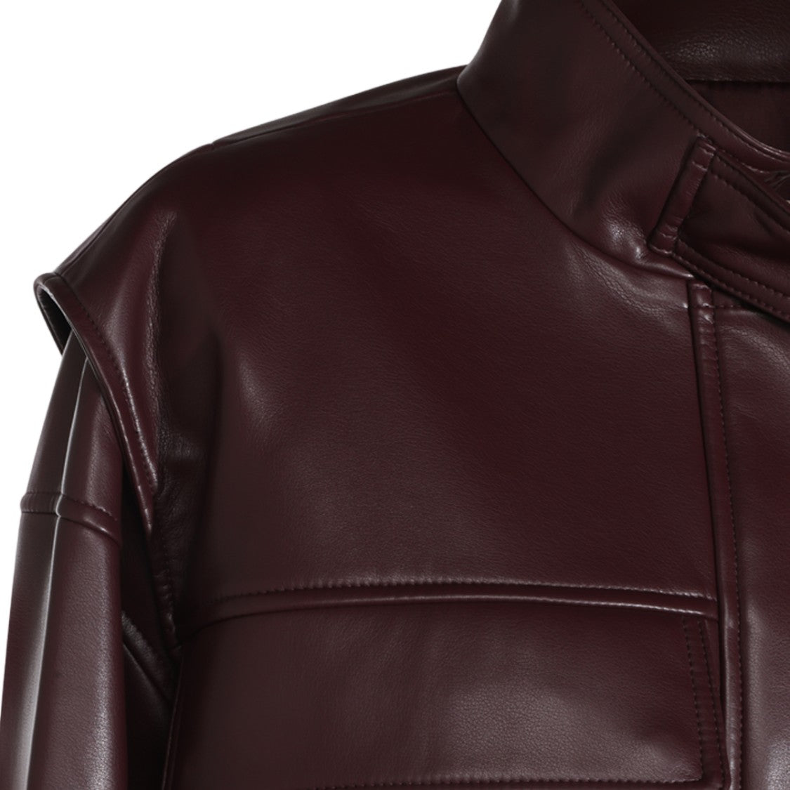 Twin-Set Structured Burgundy Jacket With High Collar And Flap Pockets