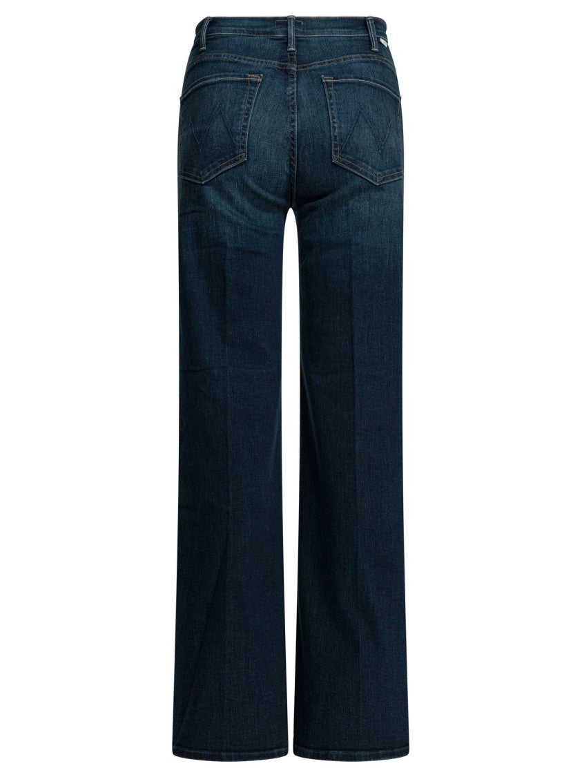 Mother Wide-Leg High-Waist Denim Trousers With Zippered Front Flap