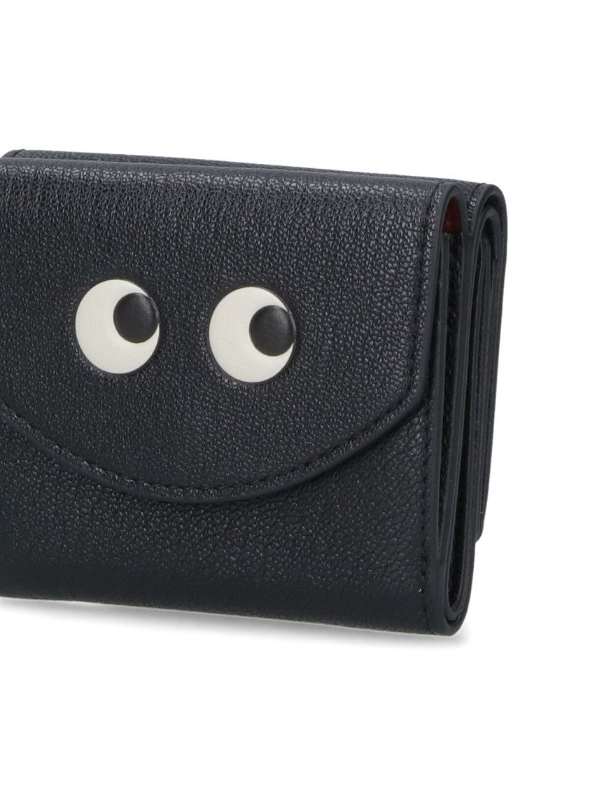 Anya Hindmarch Black Eyes Goat Leather Trifold Wallet