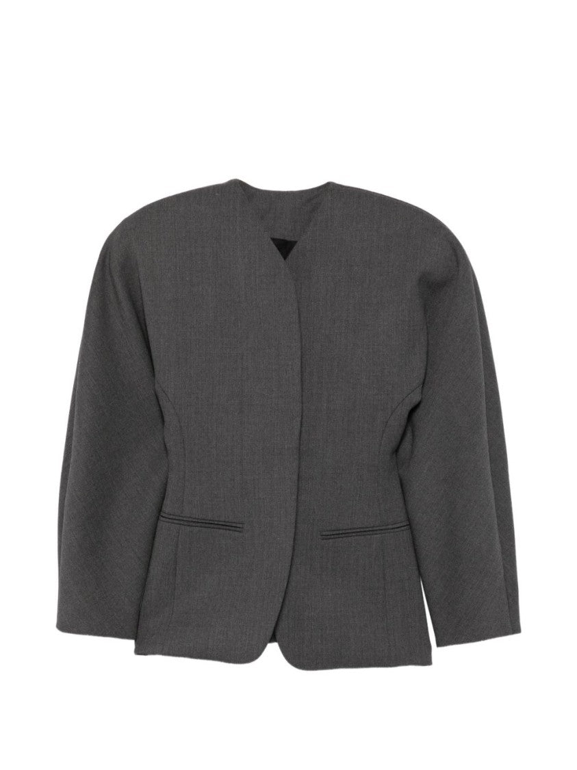 Jacquemus Voluminous Grey Jacket With Tailored Silhouette And Minimalist Design