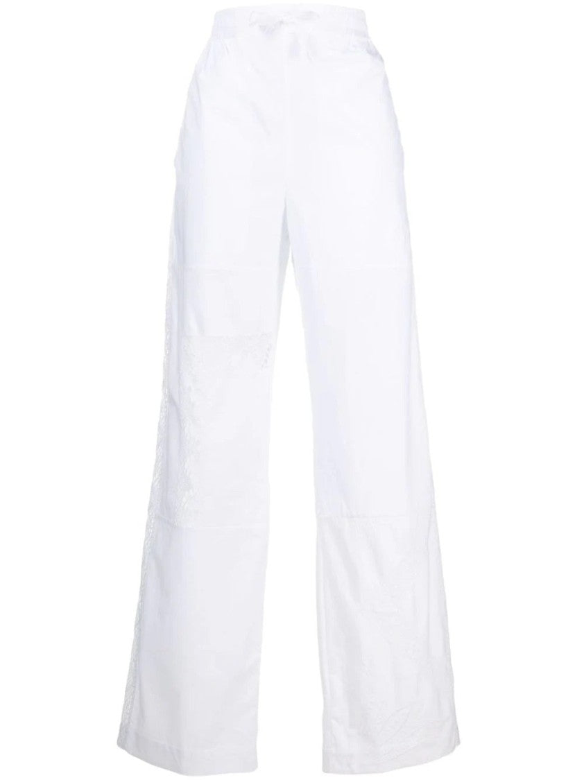 Marine Serre Relaxed-Fit White Cotton Pajama Pants