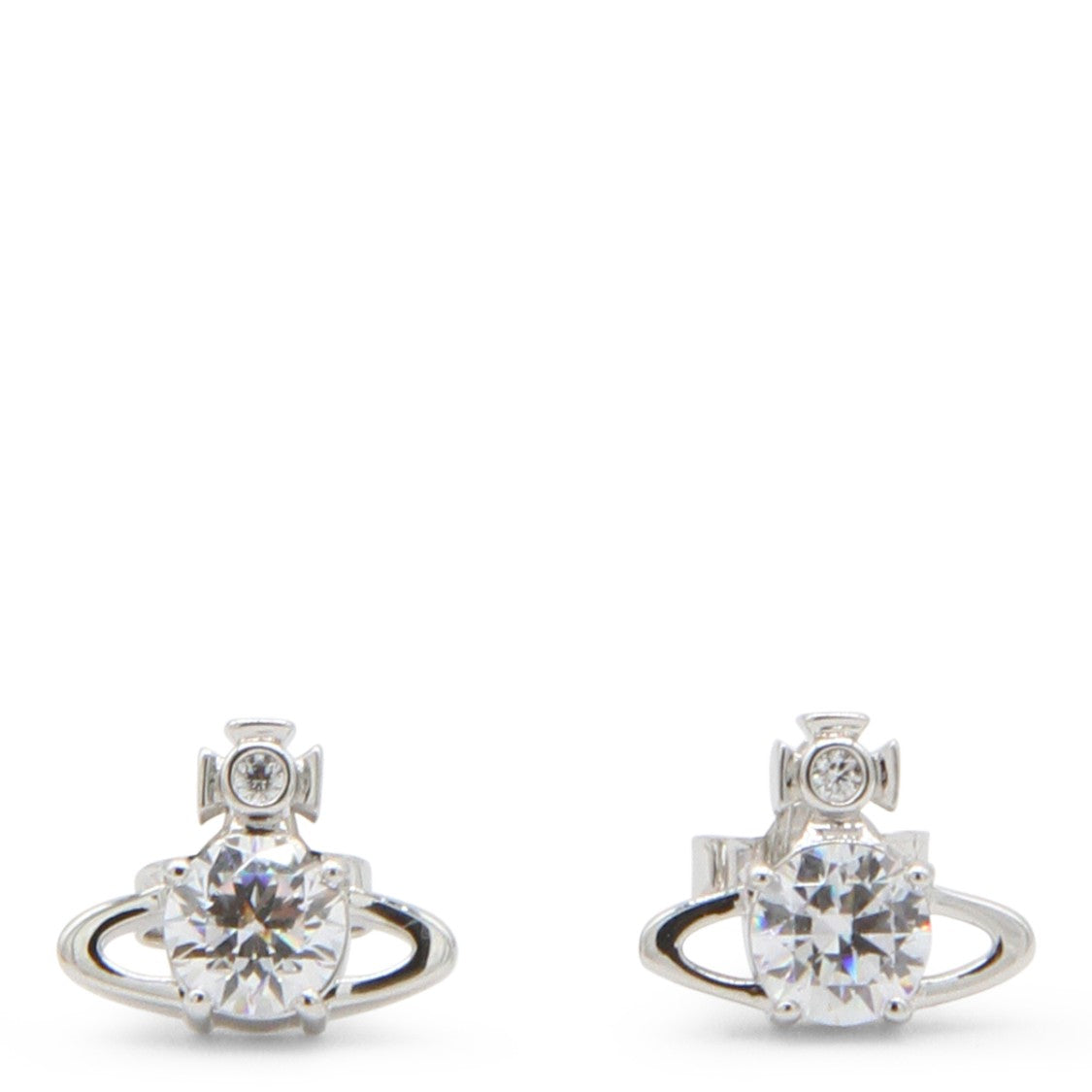 Vivienne Westwood Orb-Shaped Silver Earrings With Crystal Accents
