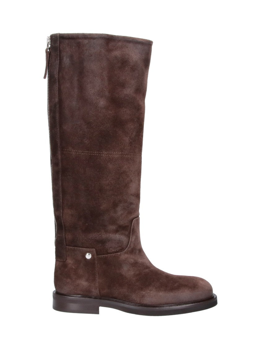 Poeve Brown Eva Round-Toe Suede Boots