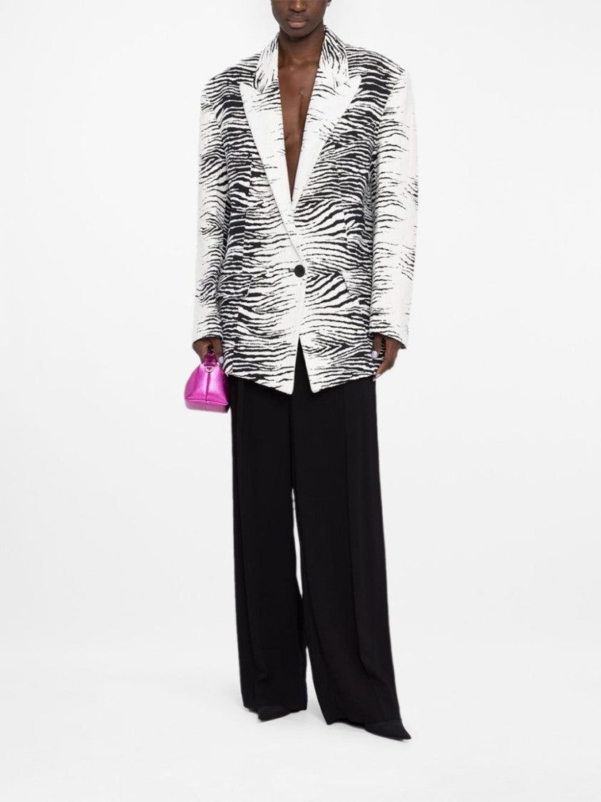 The Attico Zebra-Print Single-Breasted Blazer With Notched Lapels
