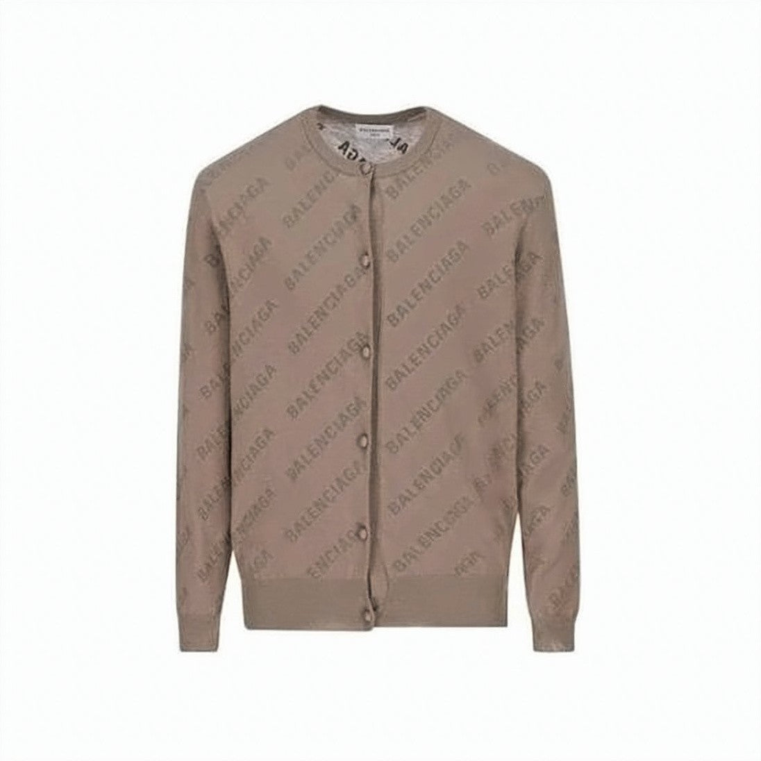 Balenciaga Button-Up Cardigan With All-Over Logo Pattern