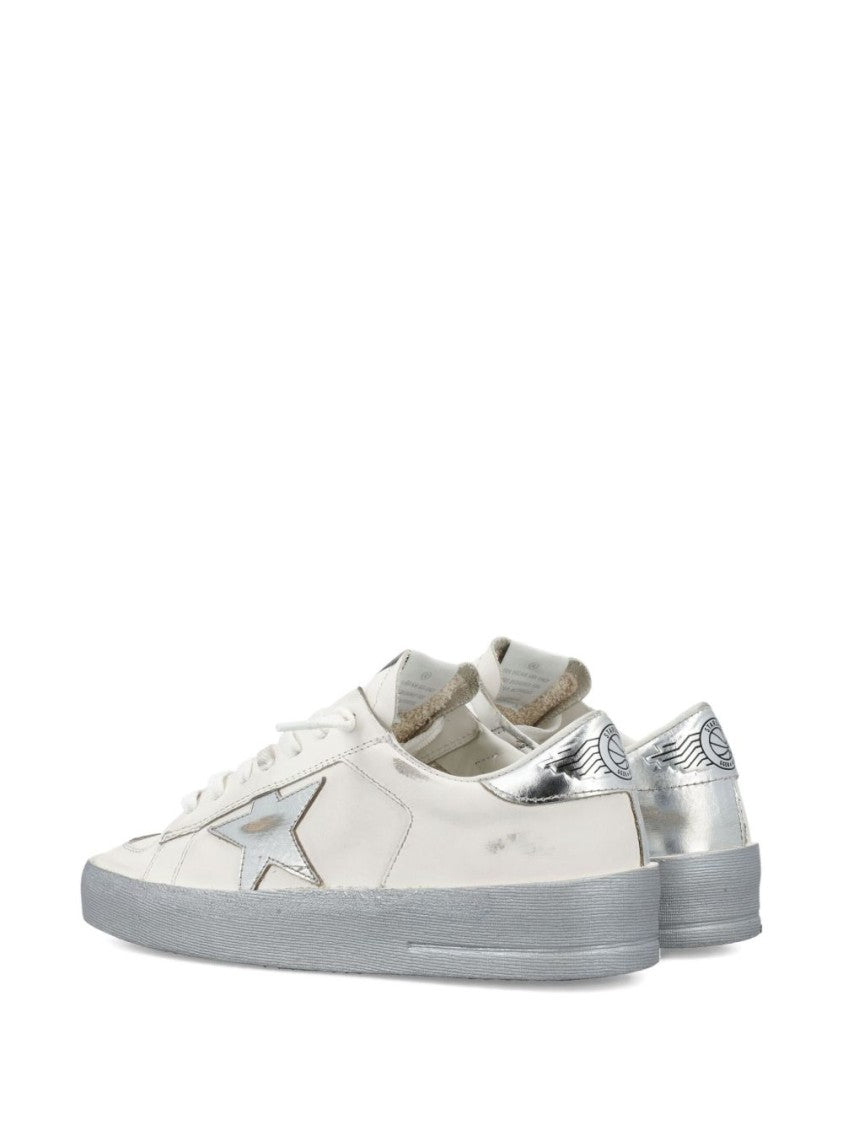 Golden Goose Low-Top Sneakers With Metallic Silver Star Detail