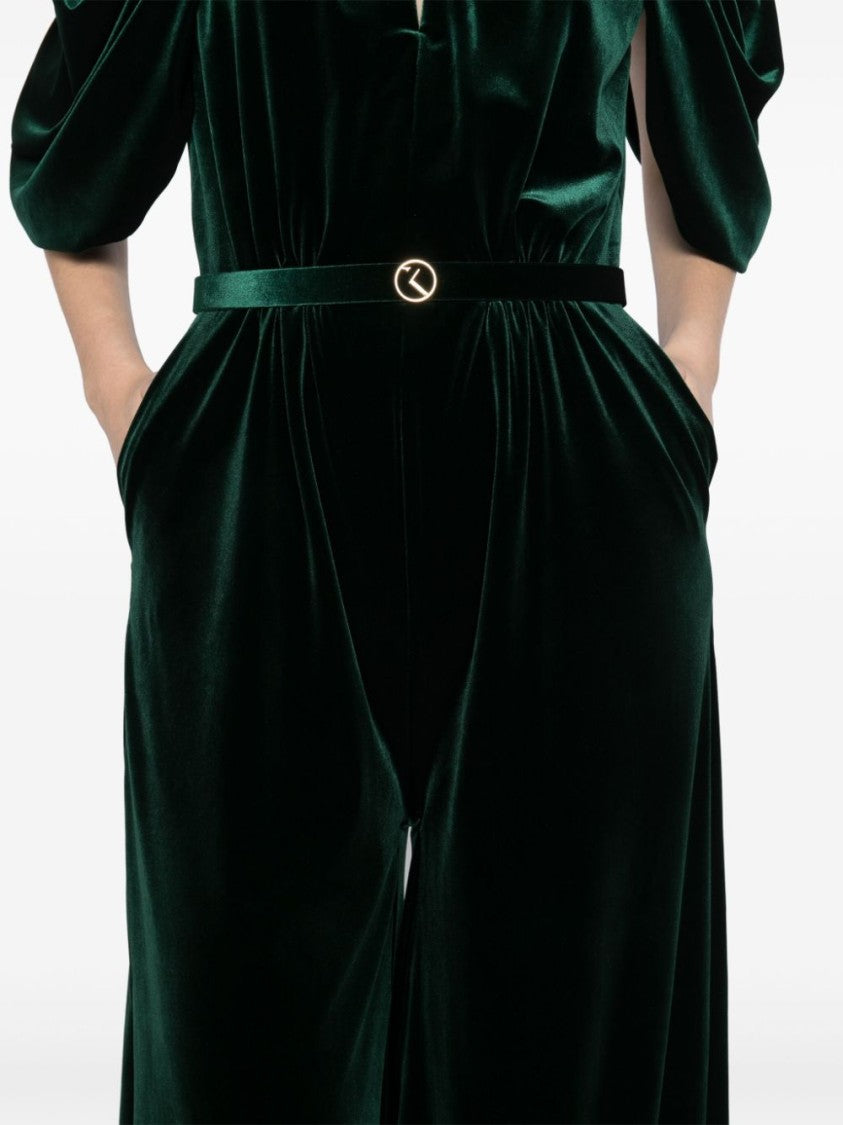 Saiid Kobeisy Jet Black Velvet Jumpsuit