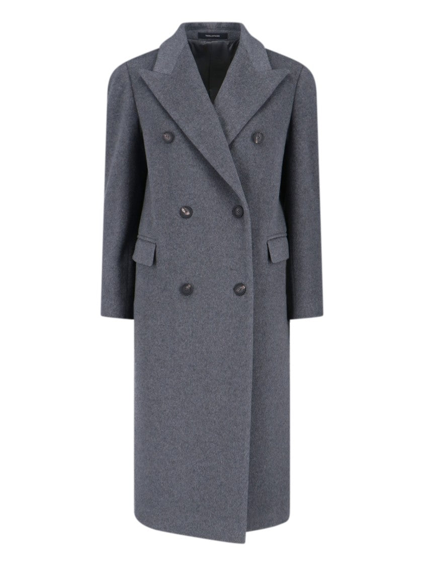 Tagliatore Grey Jole Double-Breasted Belted Cashmere Coat