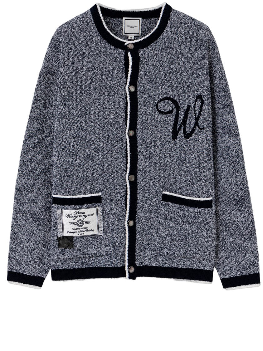 Wooyoungmi Textured Knit Cardigan With Contrast Trim