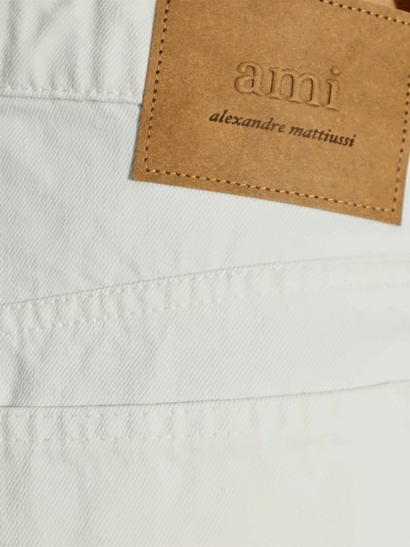Ami Paris High-Waisted Cotton Straight-Leg Pants