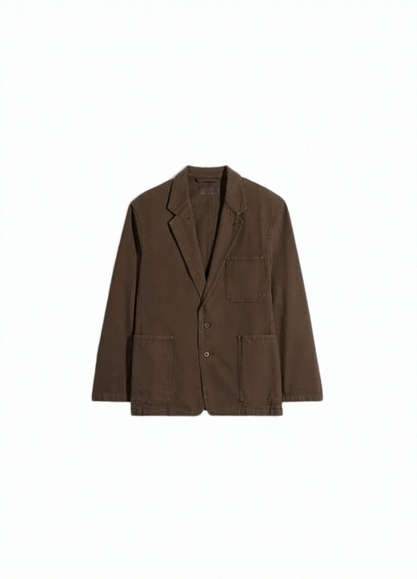 Lemaire Lightweight High Collar Jacket With Zipper Pockets And Ring Accent