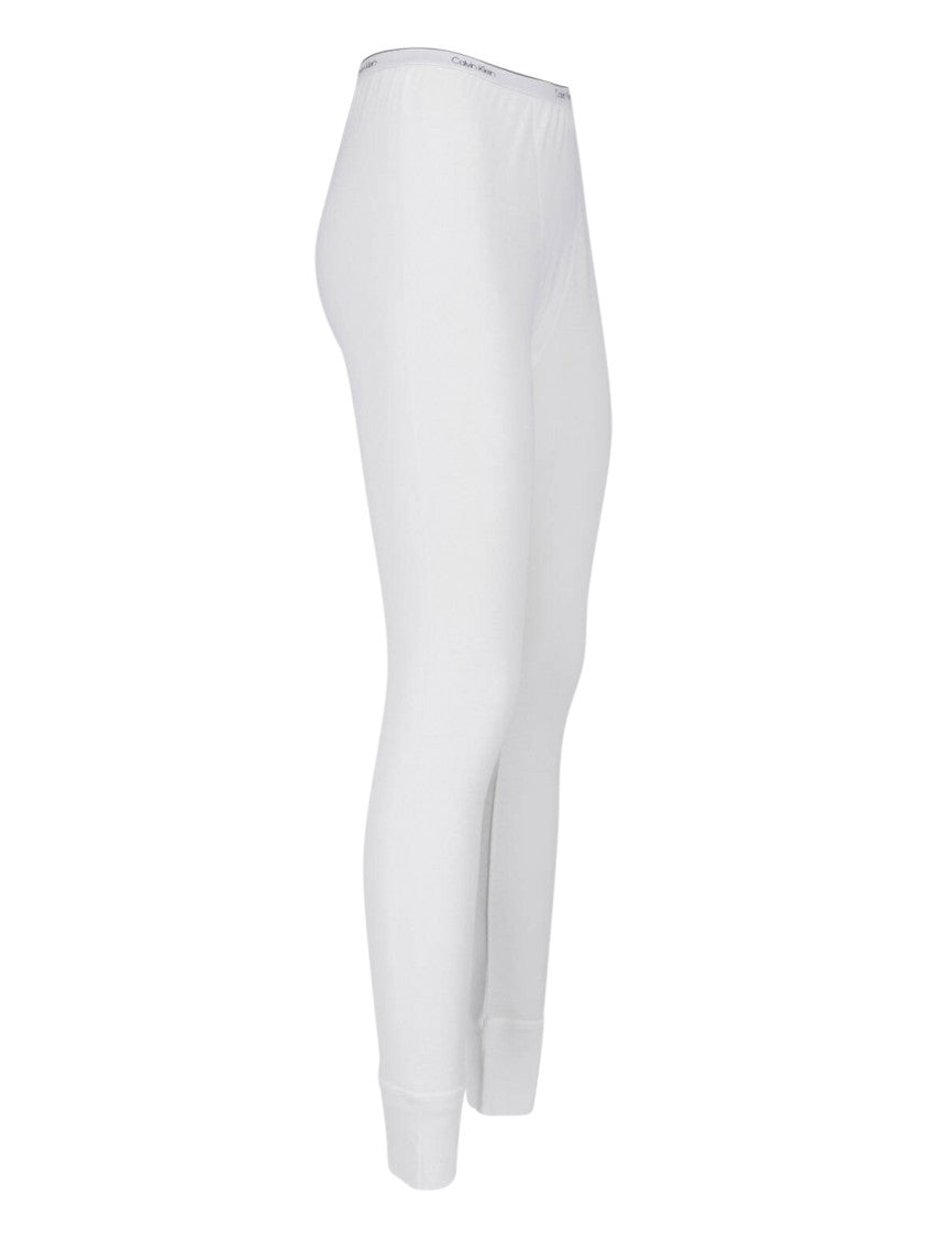 Calvin Klein White Slim-Fit Ribbed Cuff Logo Trousers